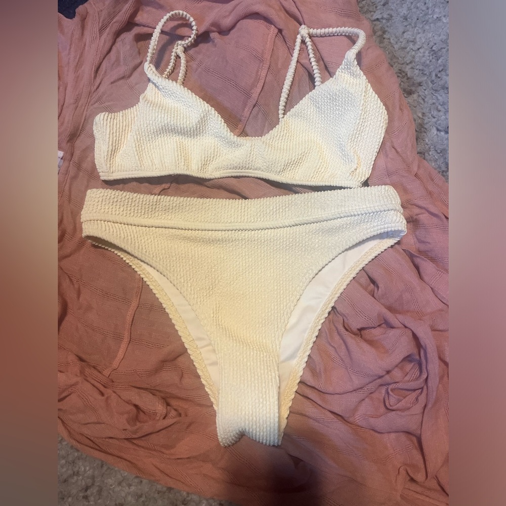 Yellow Textured Bikini Set